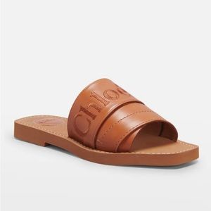 *NEW* Chloe Woody Embroidered Logo Flat Sandals